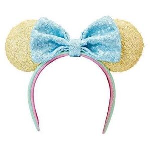 Loungefly Sequin Minnie Ears Headband - Yellow and Blue NWT